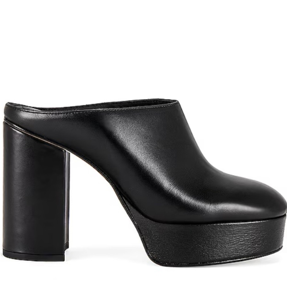 ALOHAS Revolve Clock out clog platform block heel mules black leather Spain